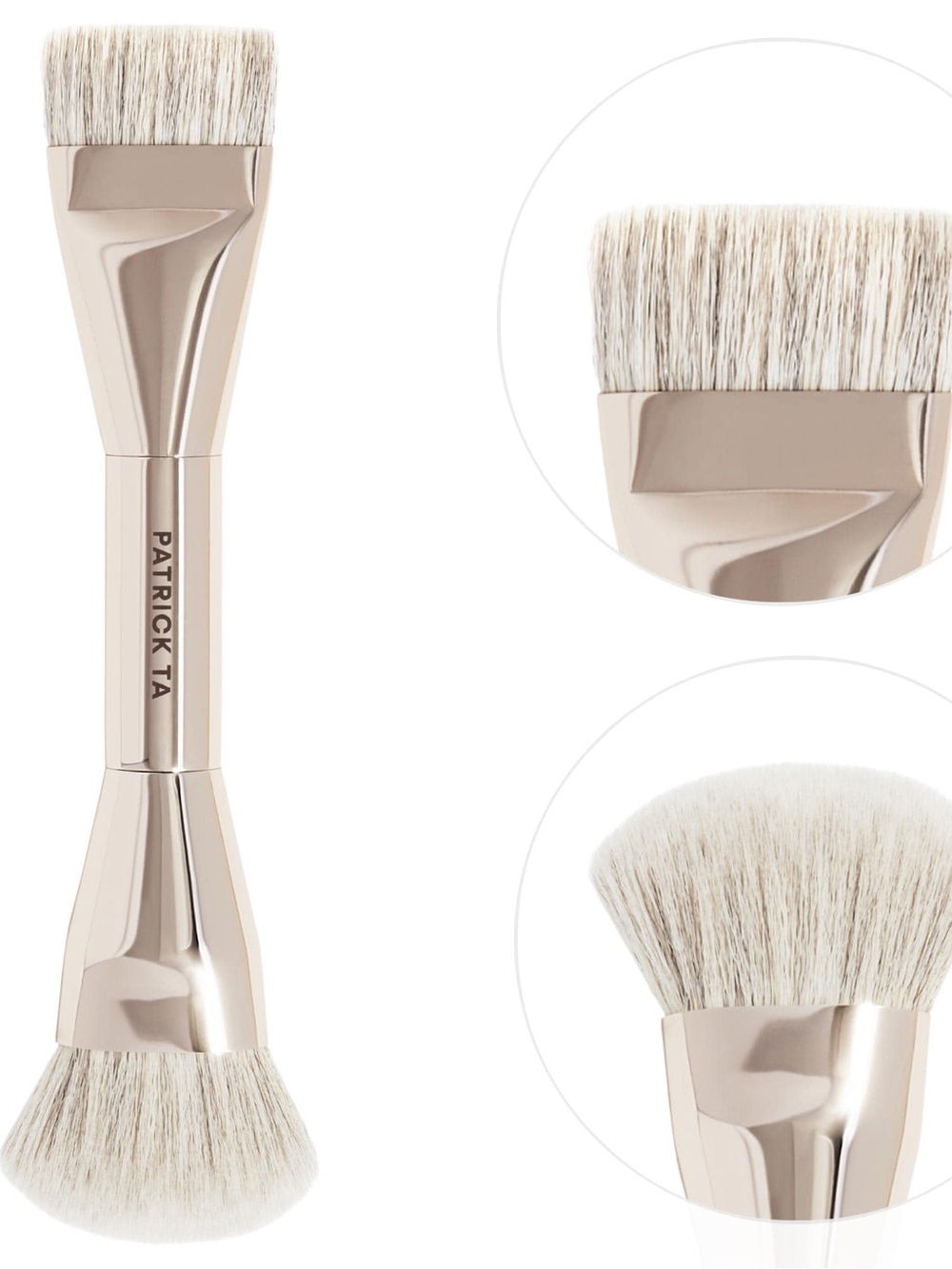 Patrick Ta Rose Gold Synthetic Dual Ended For Foundation Face Makeup Brush